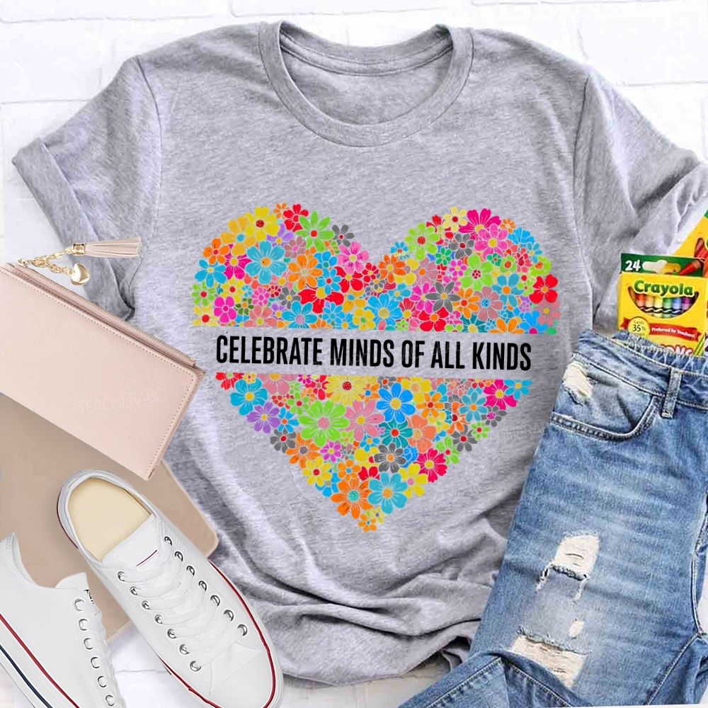 Floral Heart Celebrate Minds Of All Kinds T-shirt