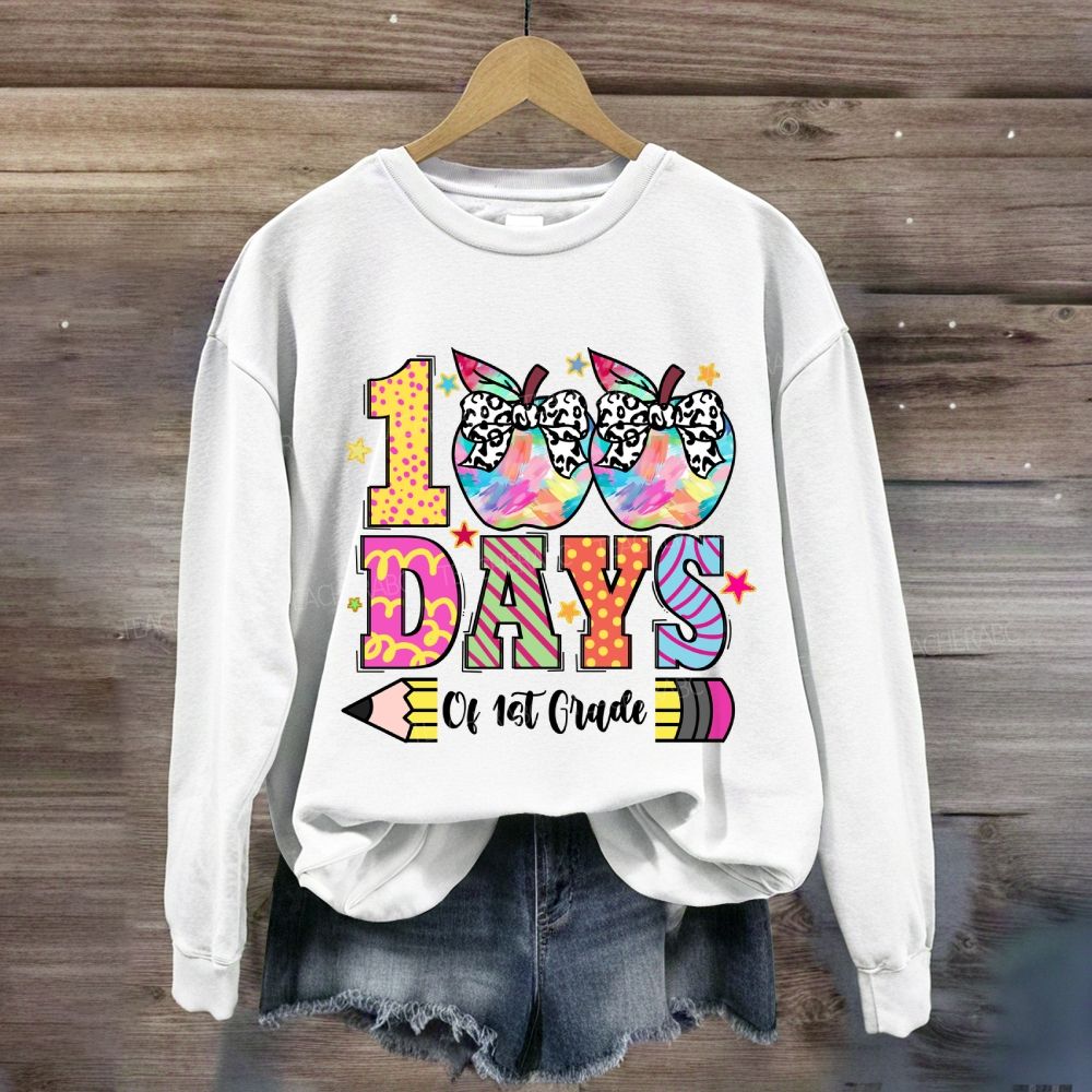 Personalized Grade 100 Days Of School of 1st Grade Sweatshirt