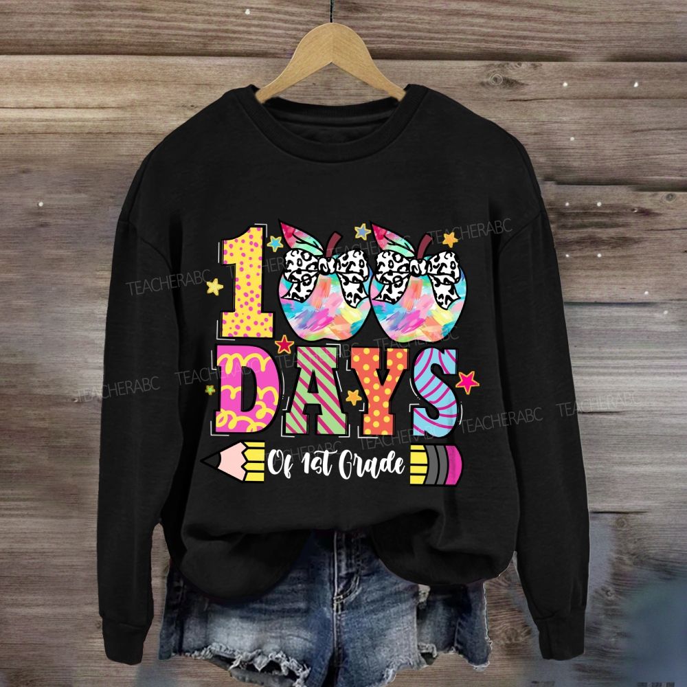 Personalized Grade 100 Days Of School of 1st Grade Sweatshirt