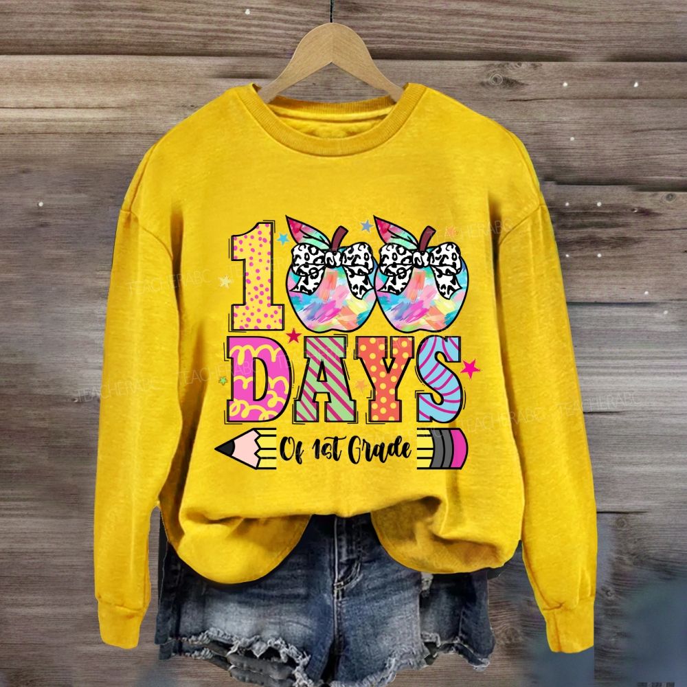 Personalized Grade 100 Days Of School of 1st Grade Sweatshirt