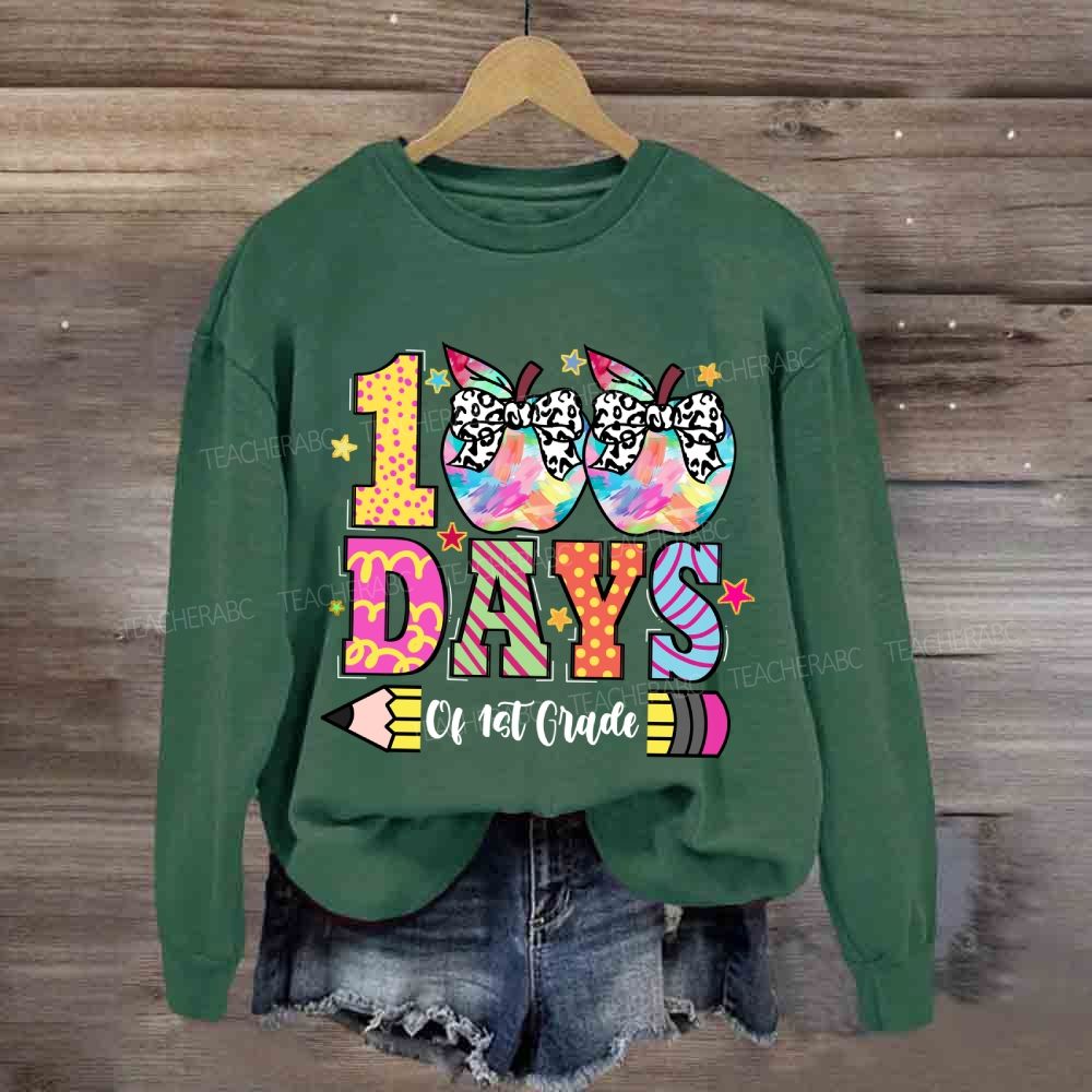 Personalized Grade 100 Days Of School of 1st Grade Sweatshirt
