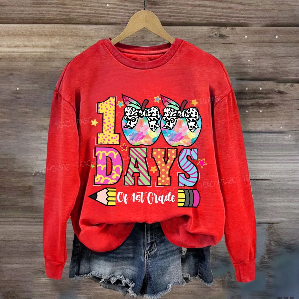 Personalized Grade 100 Days Of School of 1st Grade Sweatshirt