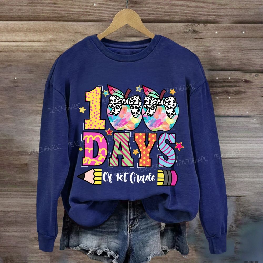 Personalized Grade 100 Days Of School of 1st Grade Sweatshirt