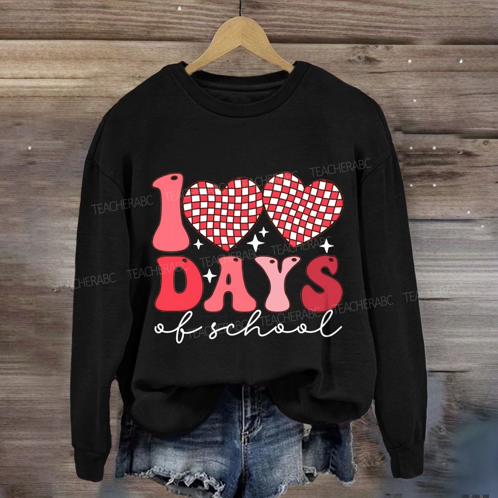 100 Days Of School Checkered Heart Sweatshirt