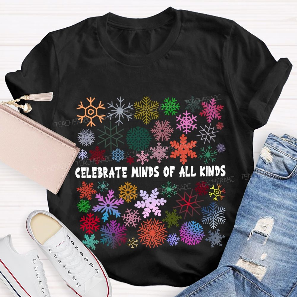 Celebrate Minds Of All Kinds Colorful Bouquet Snowflake T-shirt
