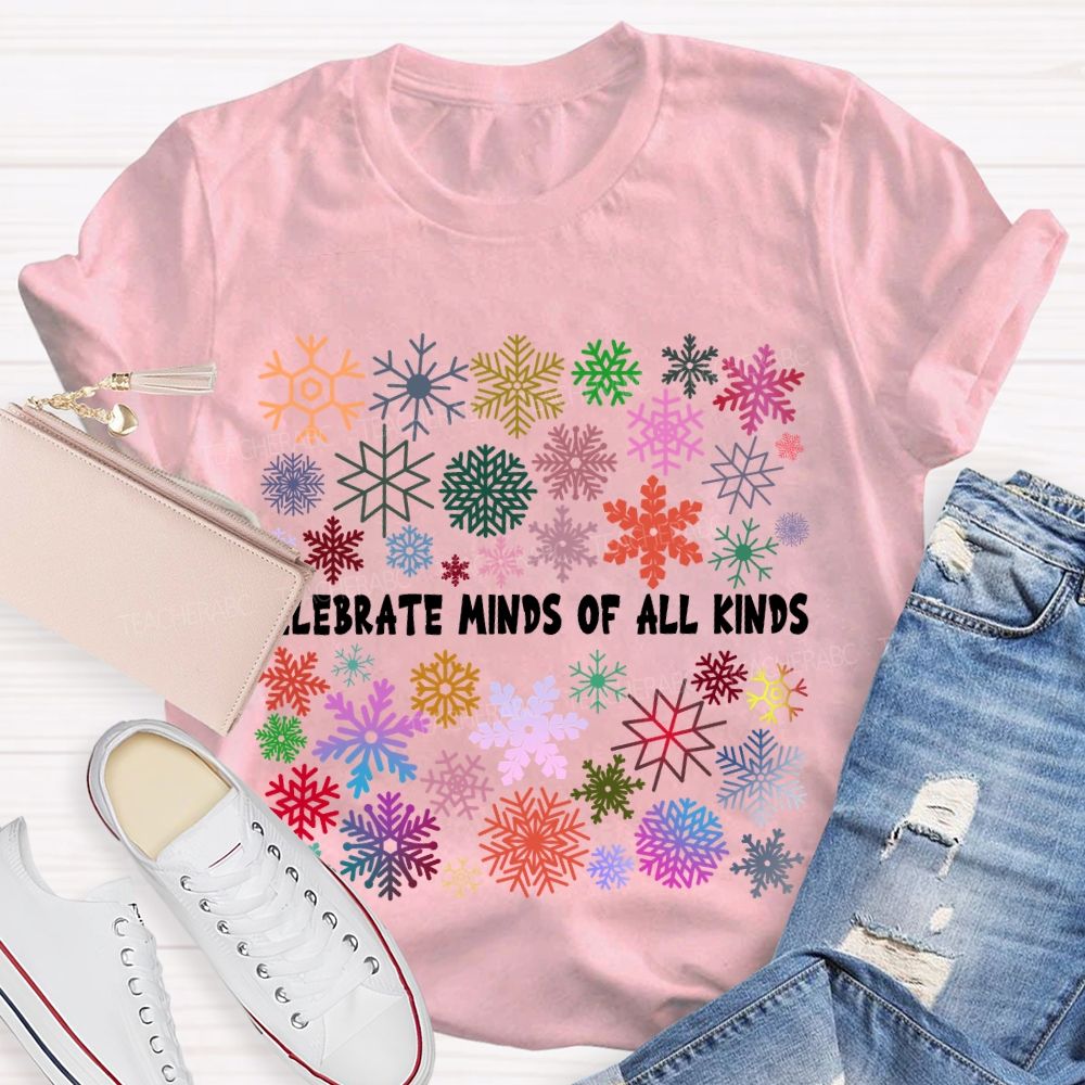 Celebrate Minds Of All Kinds Colorful Bouquet Snowflake T-shirt