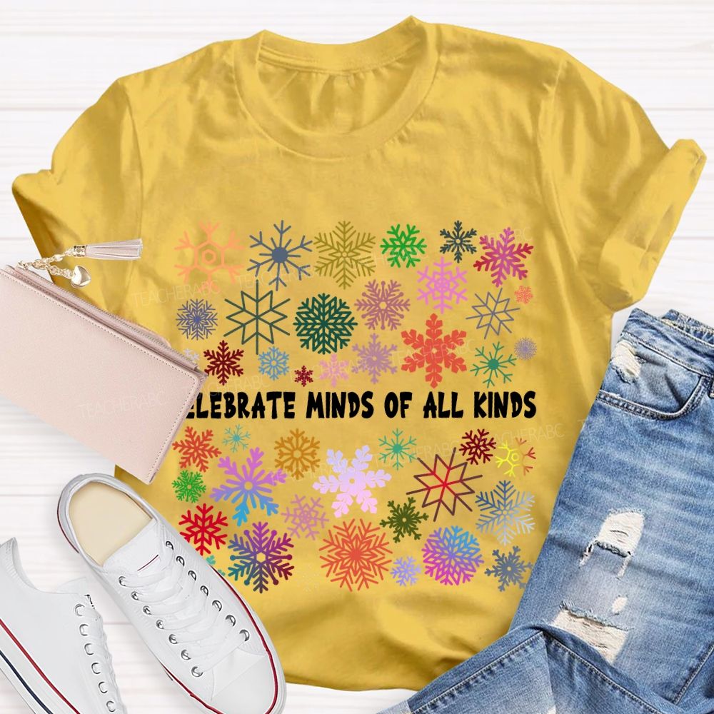 Celebrate Minds Of All Kinds Colorful Bouquet Snowflake T-shirt