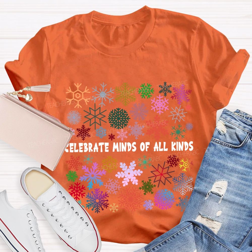 Celebrate Minds Of All Kinds Colorful Bouquet Snowflake T-shirt