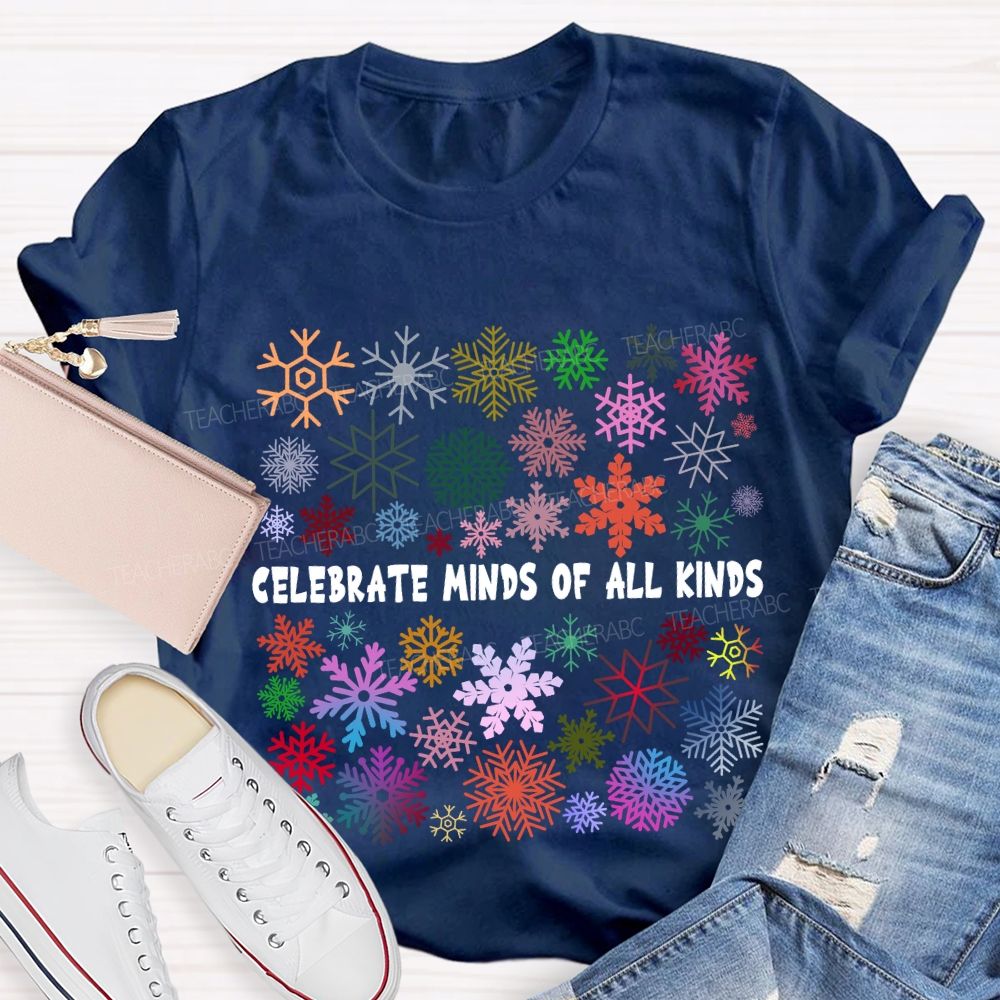 Celebrate Minds Of All Kinds Colorful Bouquet Snowflake T-shirt