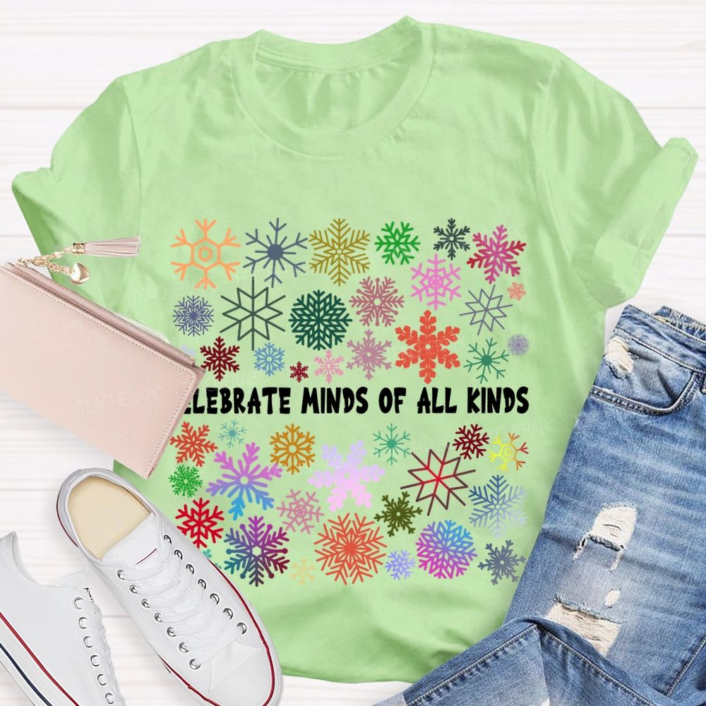 Celebrate Minds Of All Kinds Colorful Bouquet Snowflake T-shirt