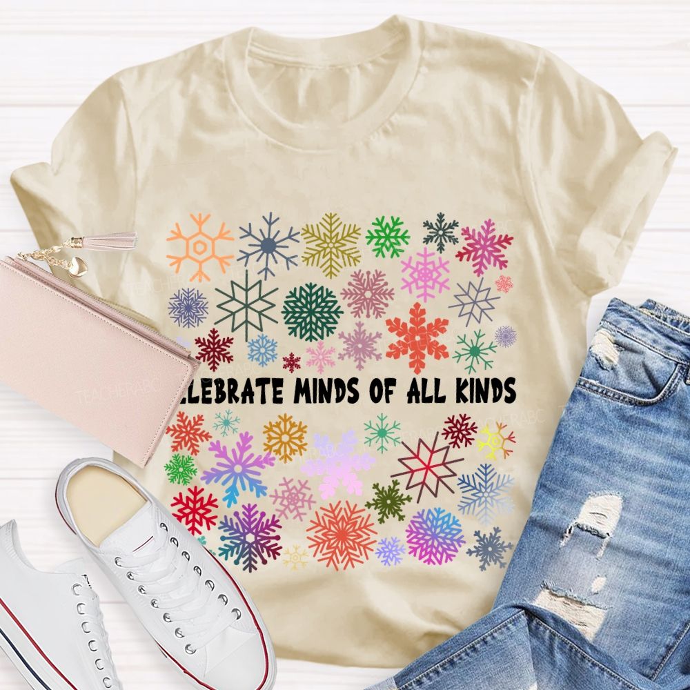 Celebrate Minds Of All Kinds Colorful Bouquet Snowflake T-shirt