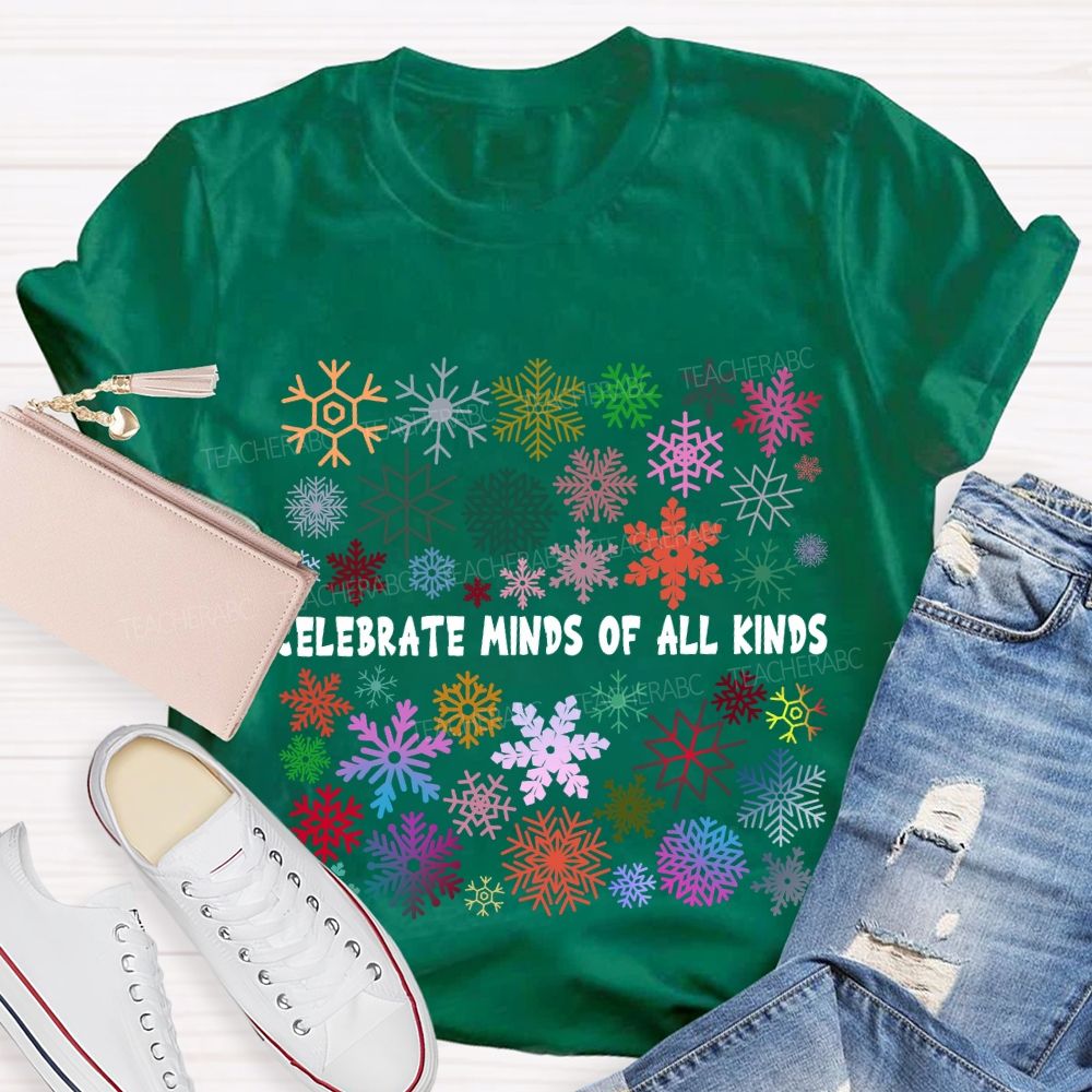 Celebrate Minds Of All Kinds Colorful Bouquet Snowflake T-shirt