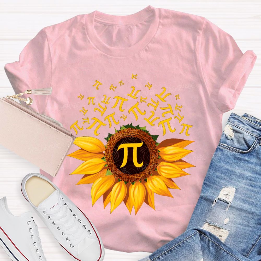 Sunflower Print Pi Math Teacher T-shirt