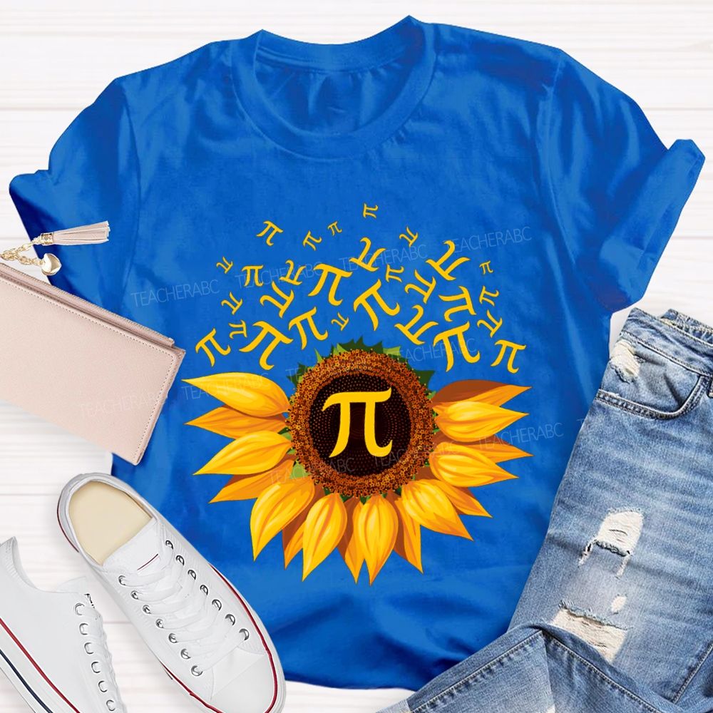 Sunflower Print Pi Math Teacher T-shirt