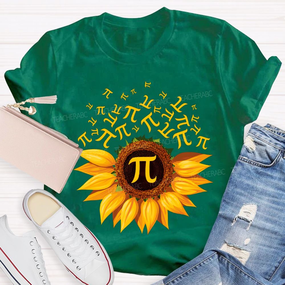 Sunflower Print Pi Math Teacher T-shirt