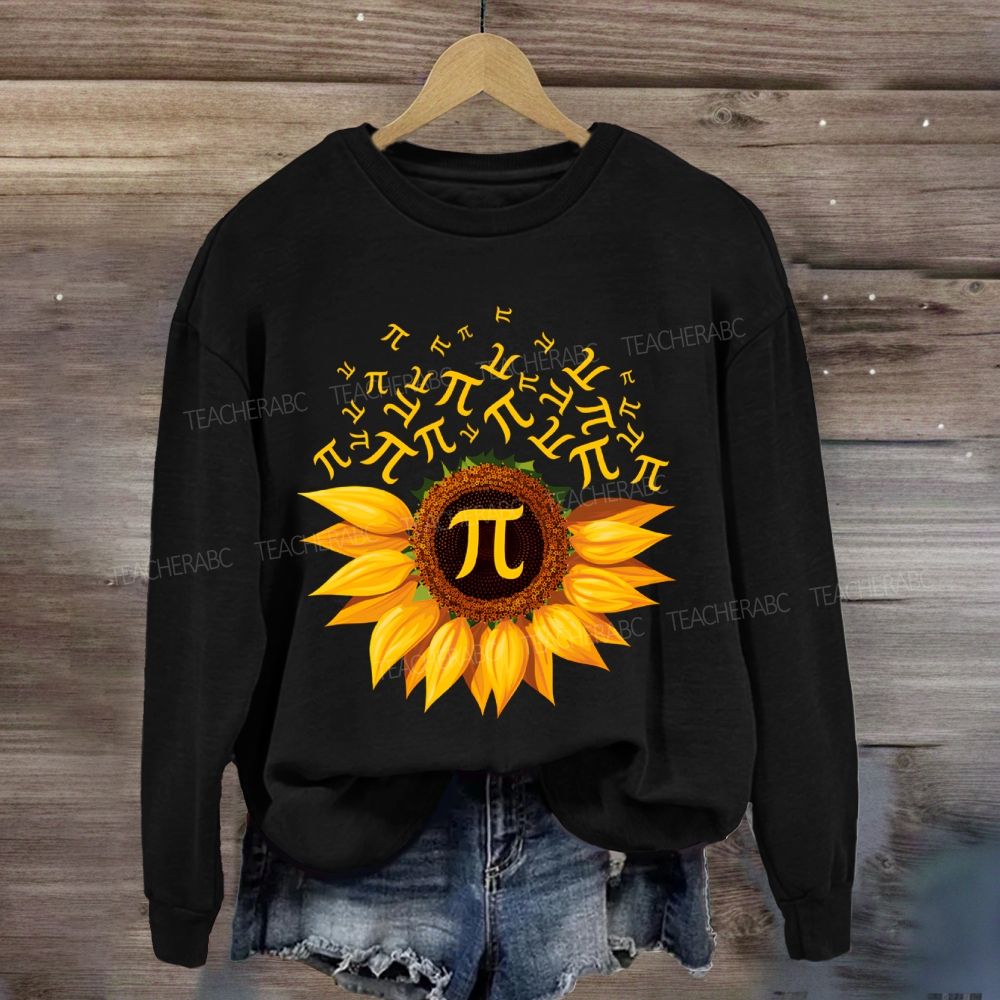 Sunflower Print Pi Math Teacher Sweatshirt