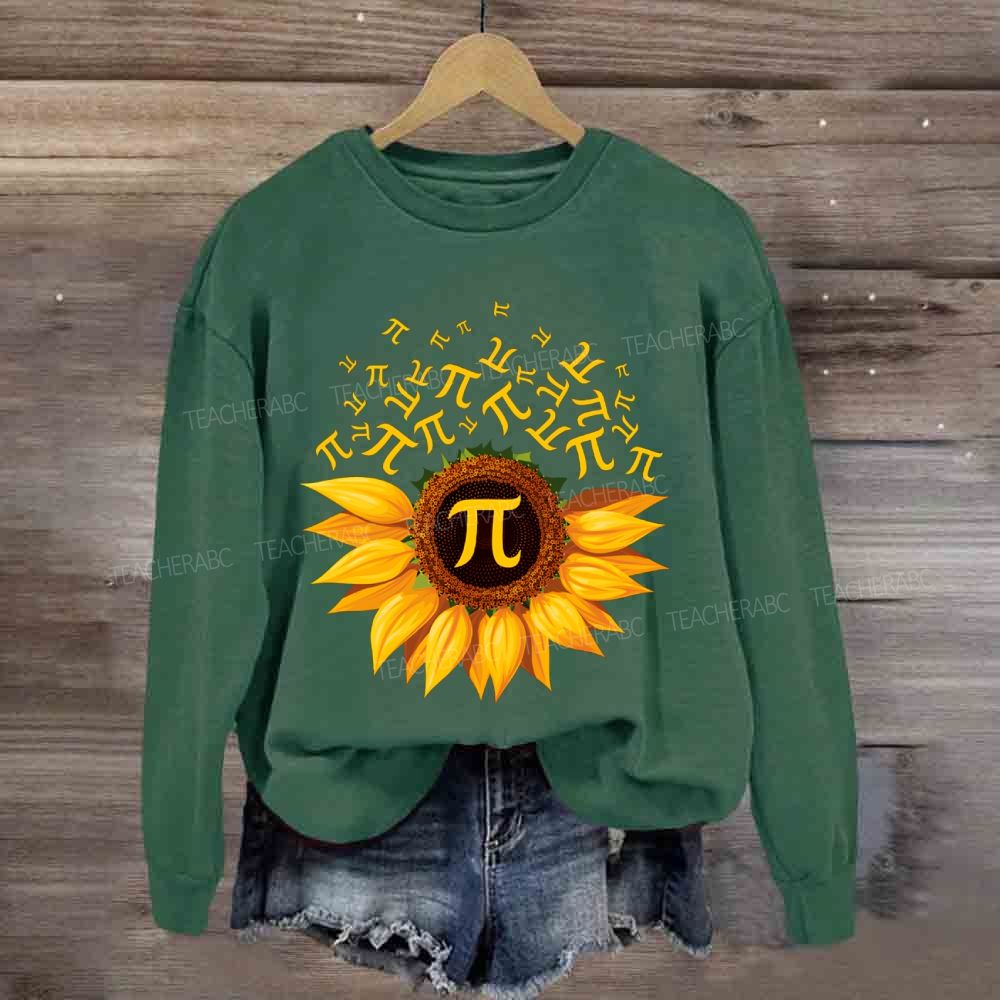 Sunflower Print Pi Math Teacher Sweatshirt