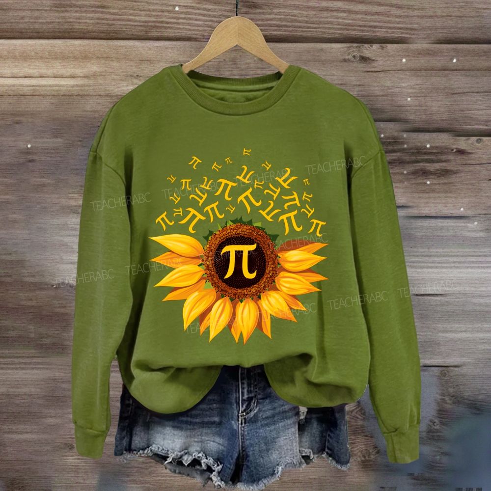 Sunflower Print Pi Math Teacher Sweatshirt