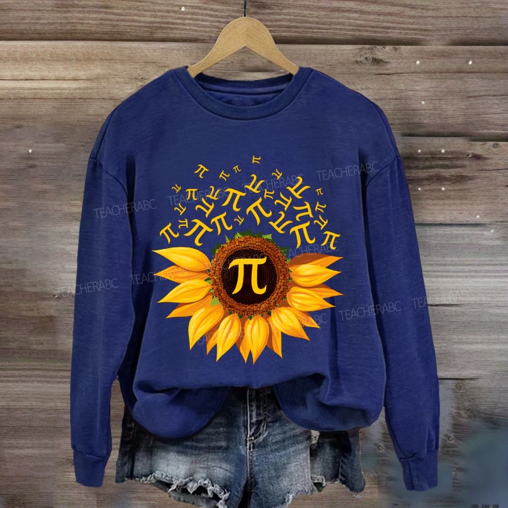 Sunflower Print Pi Math Teacher Sweatshirt