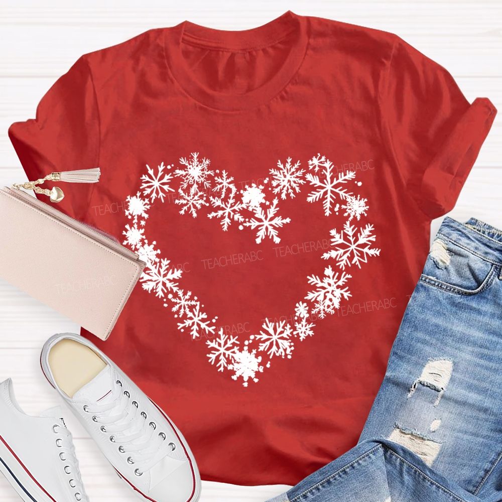 Snowflakes Heart In Snow Day T-Shirt