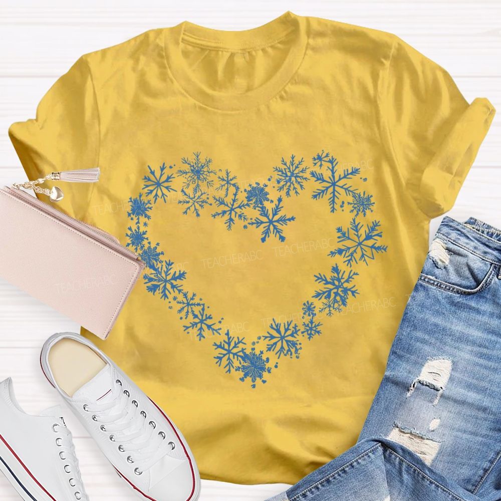 Snowflakes Heart In Snow Day T-Shirt