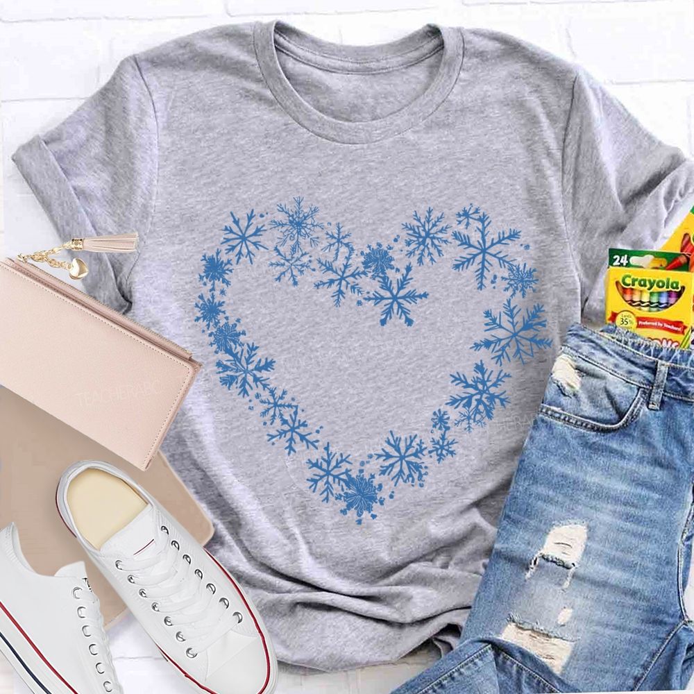 Snowflakes Heart In Snow Day T-Shirt
