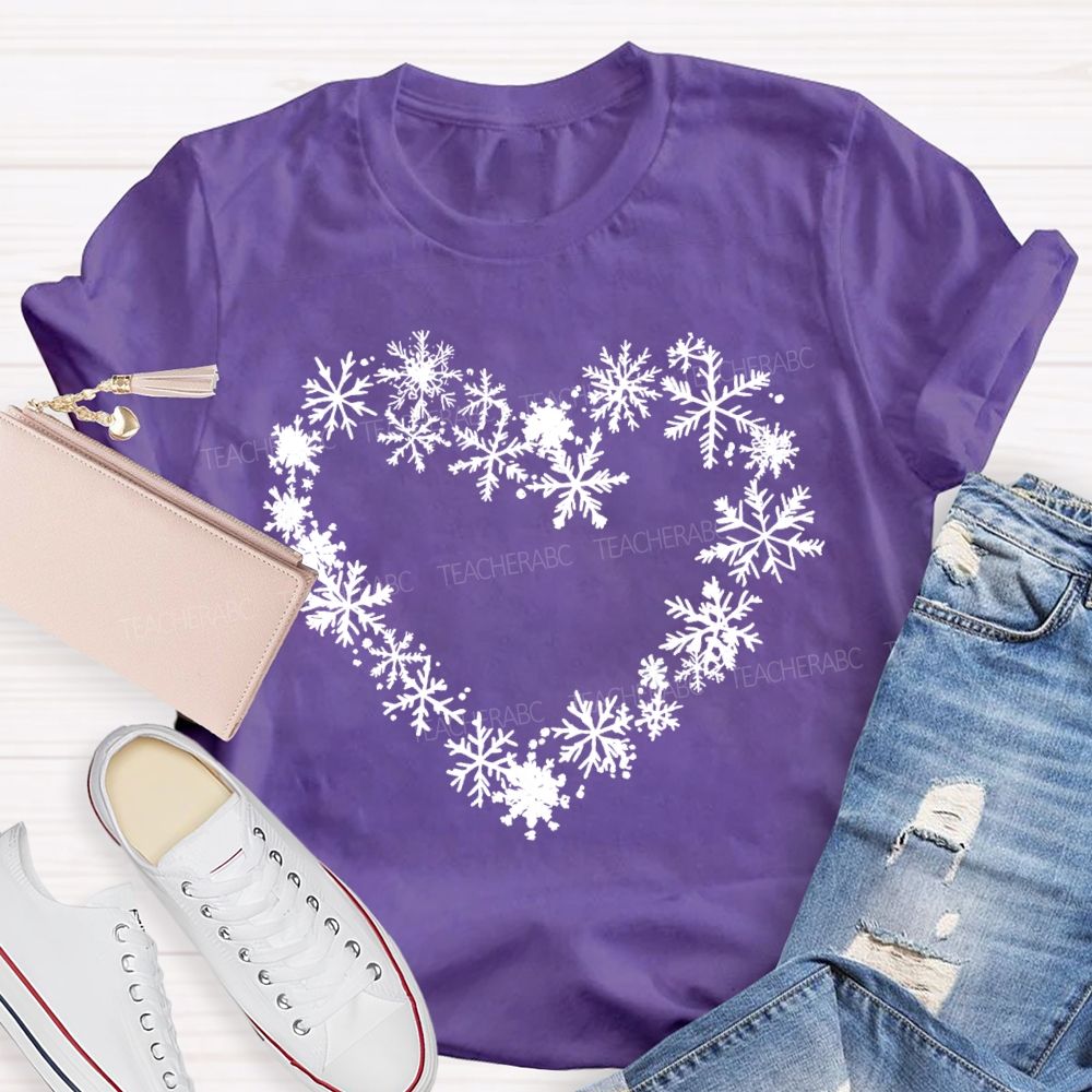 Snowflakes Heart In Snow Day T-Shirt