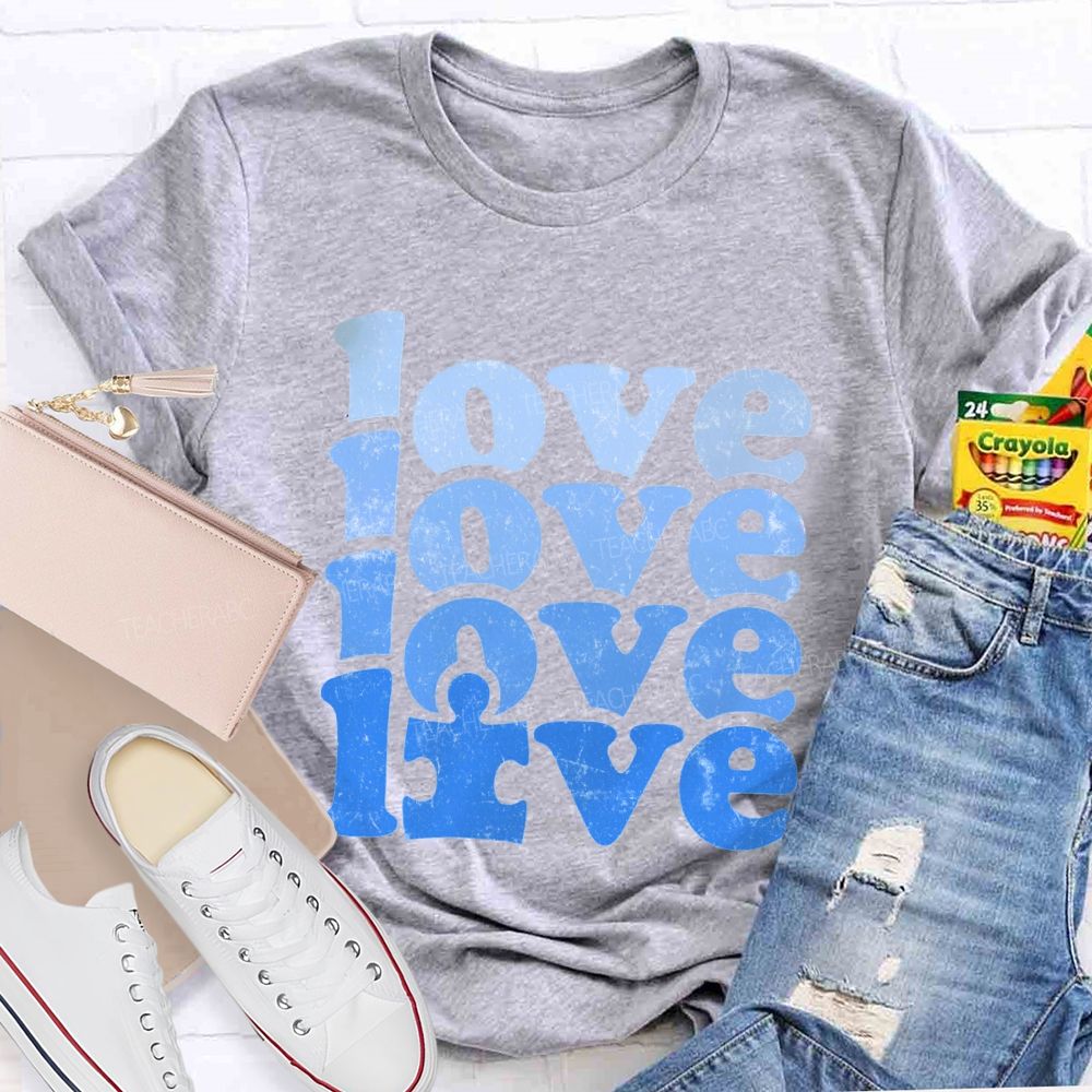 Love Blue Gradient Fonts We Wear For Autism Awareness T-shirt