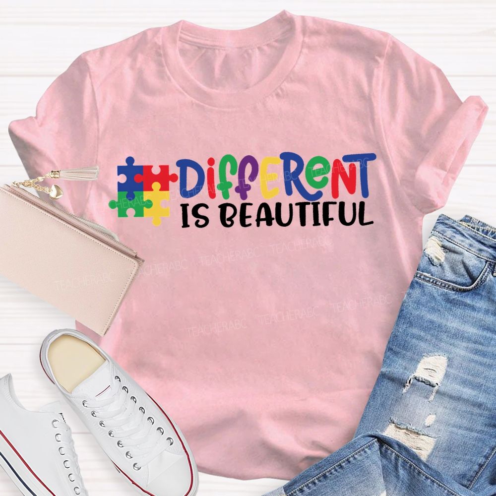 Different Is Beautiful Colored Fonts T-shirt