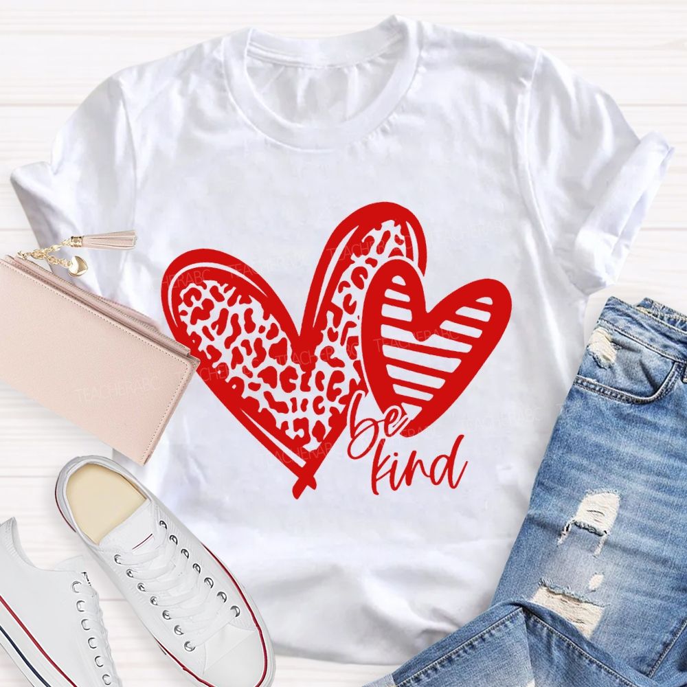Be Kind Polka Dot Heart Print T-shirt