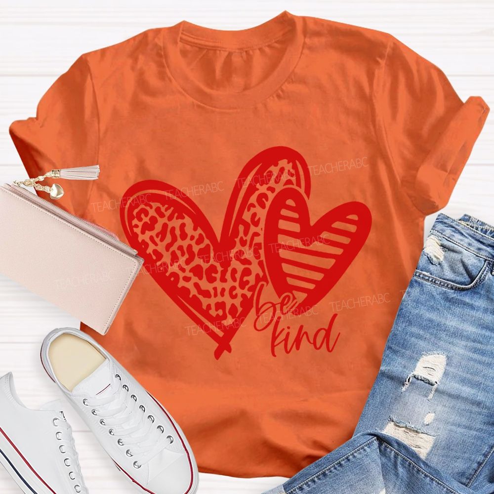 Be Kind Polka Dot Heart Print T-shirt