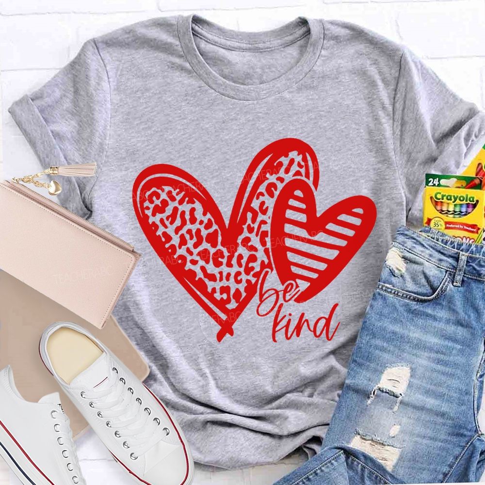 Be Kind Polka Dot Heart Print T-shirt