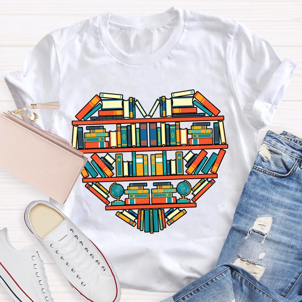 Peach Heart Books Fall In Love With Reading T-shirt