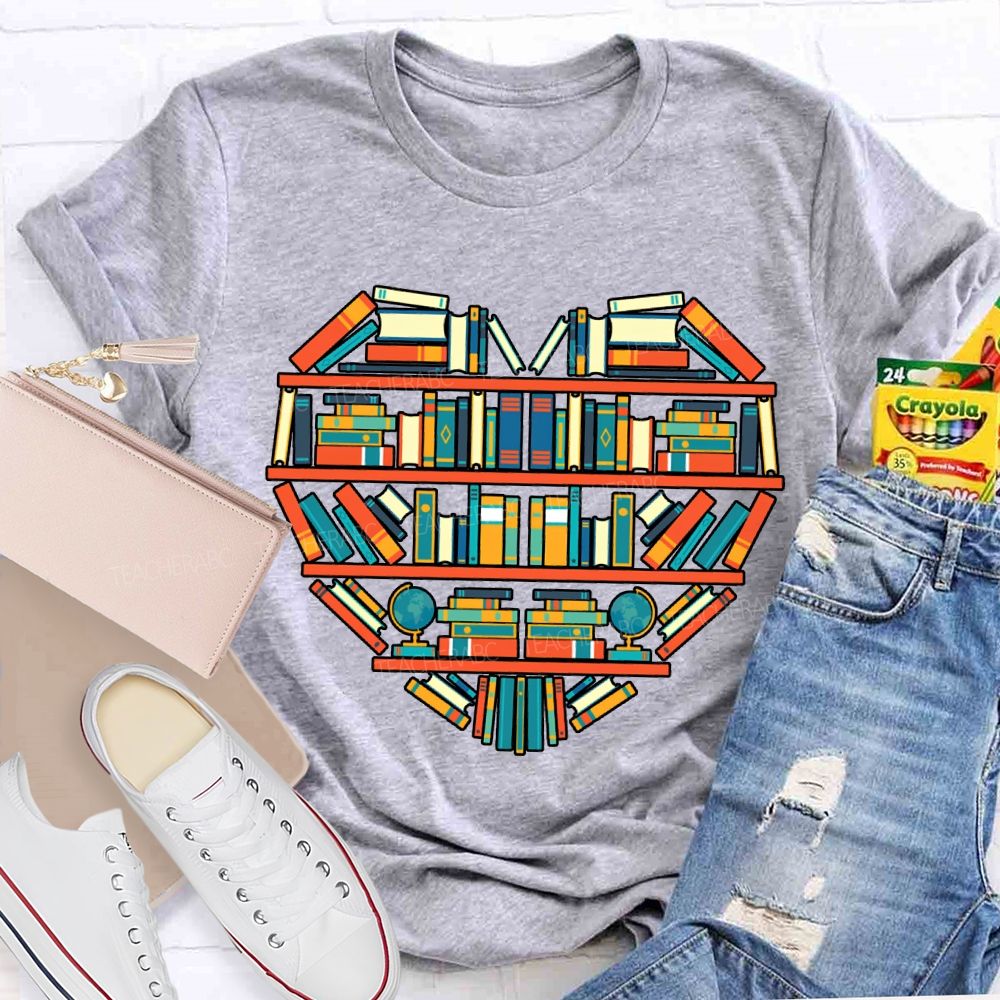 Peach Heart Books Fall In Love With Reading T-shirt