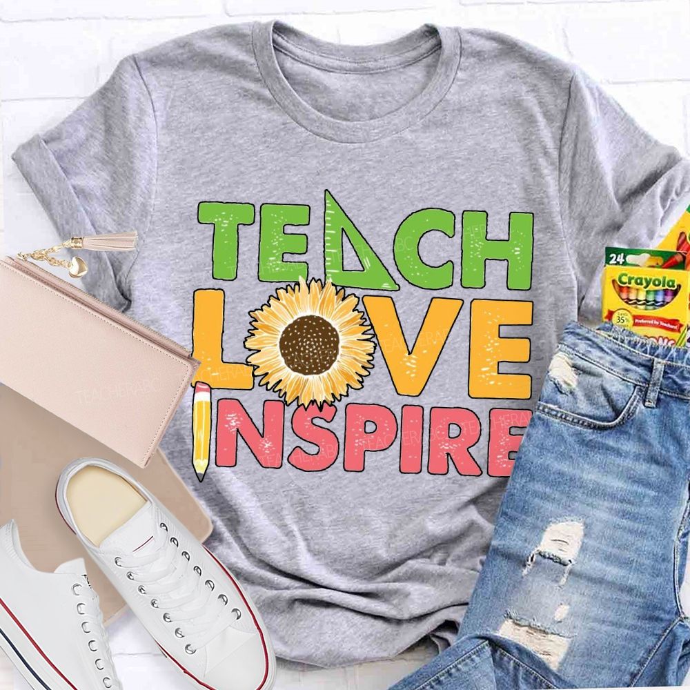 Teach Love Inspire Sunflower And Pencil T-shirt