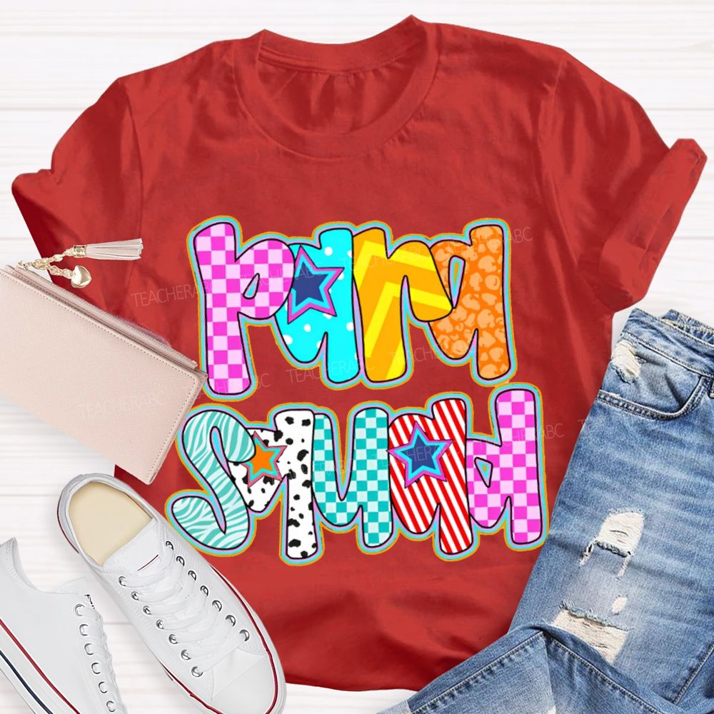 Para Squad Colored Grid Fonts T-shirt