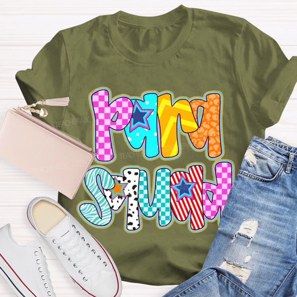 Para Squad Colored Grid Fonts T-shirt