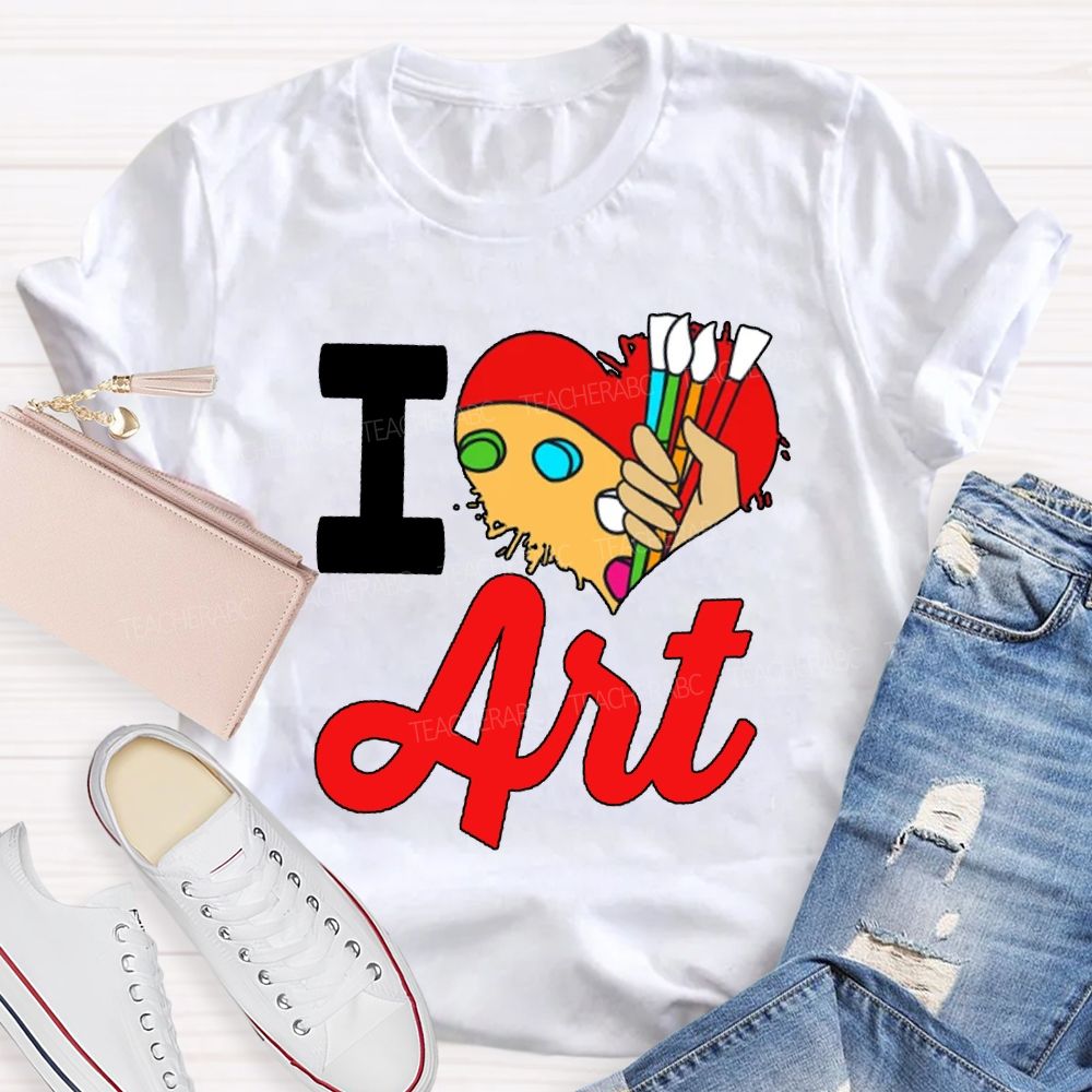 I Love Art Color Dyeing Palette Art Teacher T-shirt