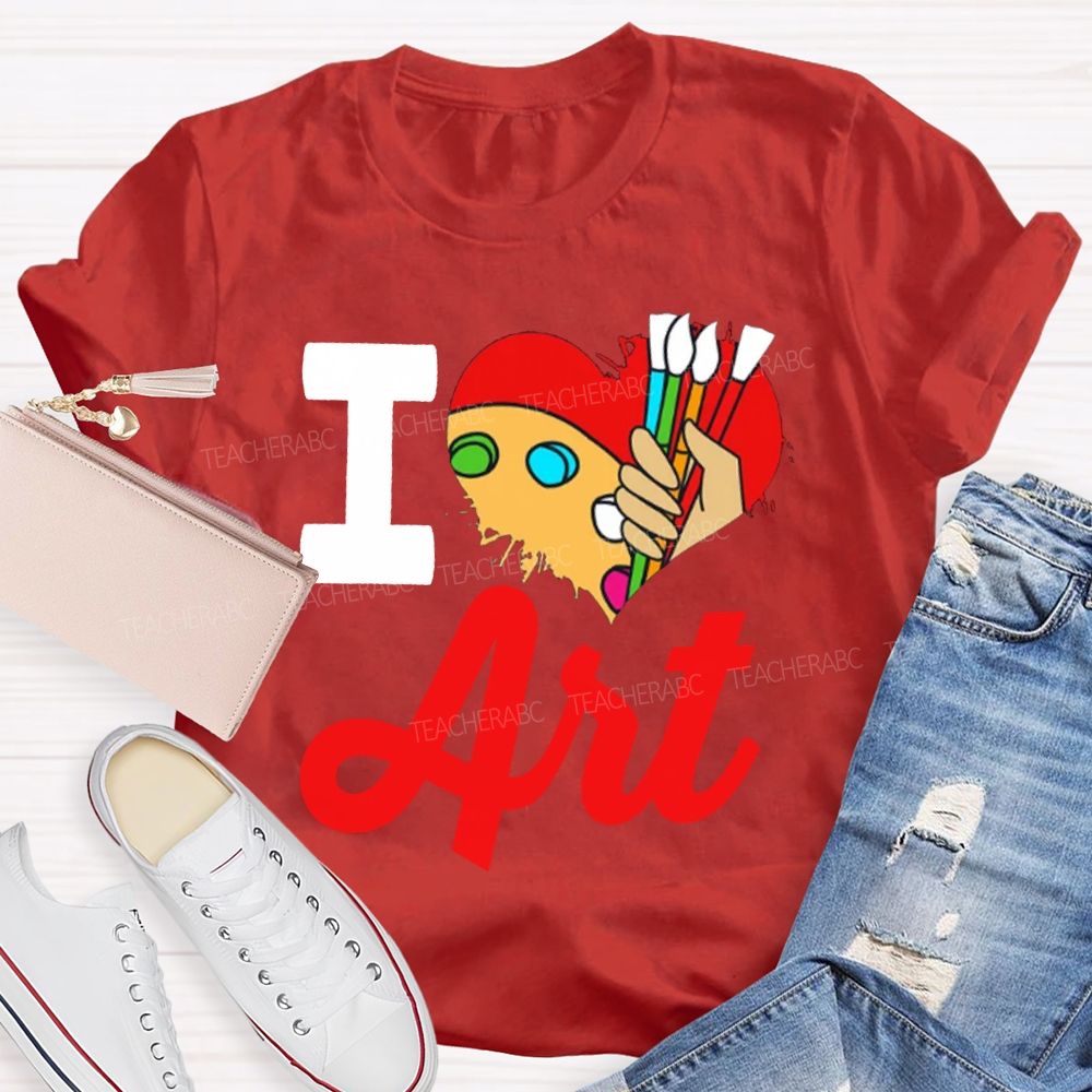I Love Art Color Dyeing Palette Art Teacher T-shirt