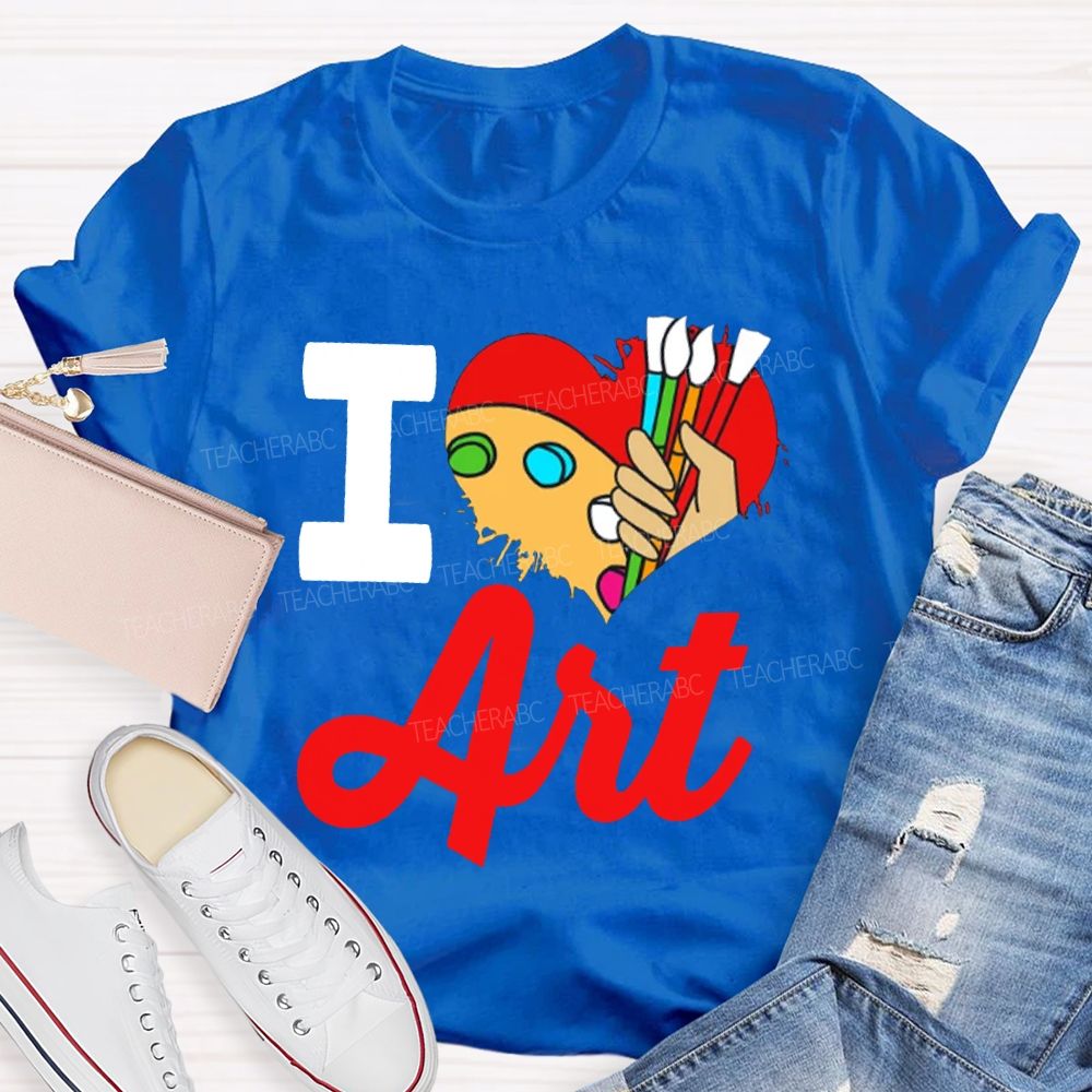 I Love Art Color Dyeing Palette Art Teacher T-shirt