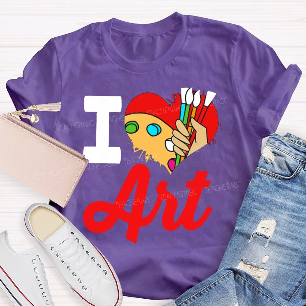 I Love Art Color Dyeing Palette Art Teacher T-shirt
