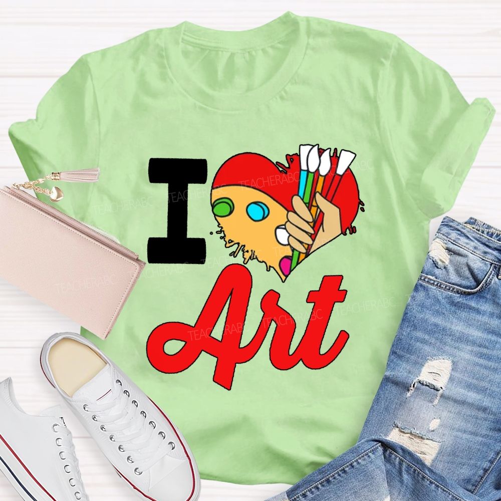 I Love Art Color Dyeing Palette Art Teacher T-shirt
