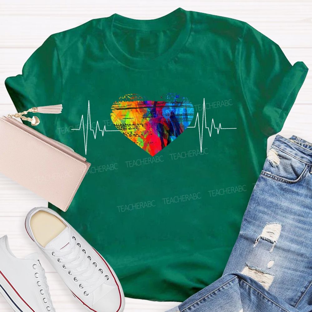 Colorful Tie-Dye Heart Print Special Education T-shirt