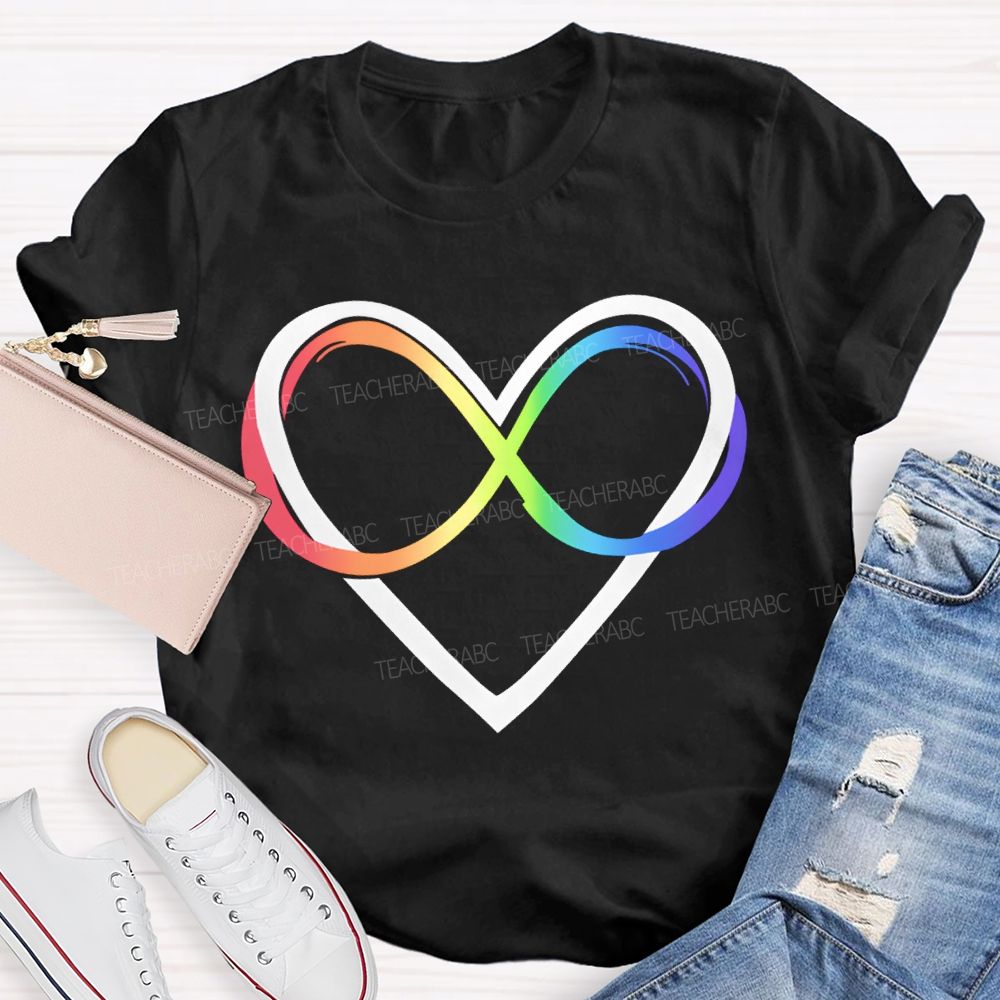 Autism Awareness Rainbow Infinity Heart Neurodiversity T-shirt