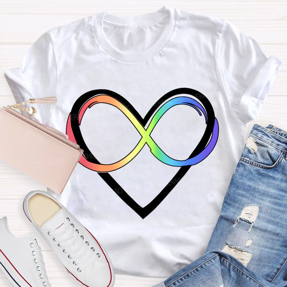 Autism Awareness Rainbow Infinity Heart Neurodiversity T-shirt