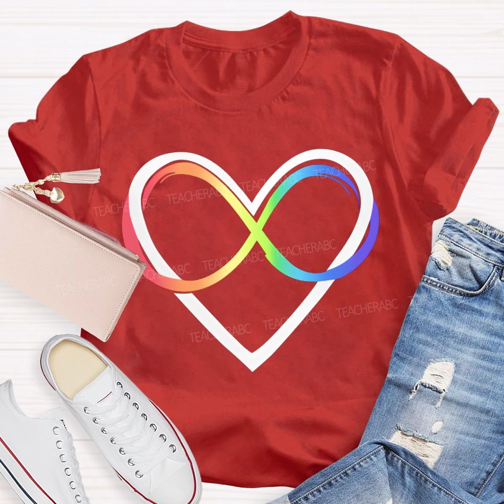 Autism Awareness Rainbow Infinity Heart Neurodiversity T-shirt