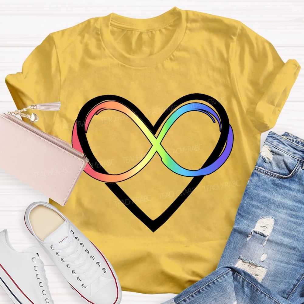 Autism Awareness Rainbow Infinity Heart Neurodiversity T-shirt