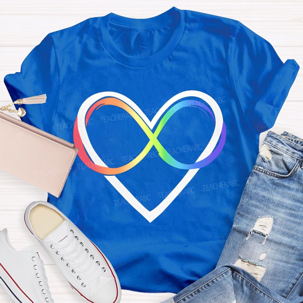 Autism Awareness Rainbow Infinity Heart Neurodiversity T-shirt
