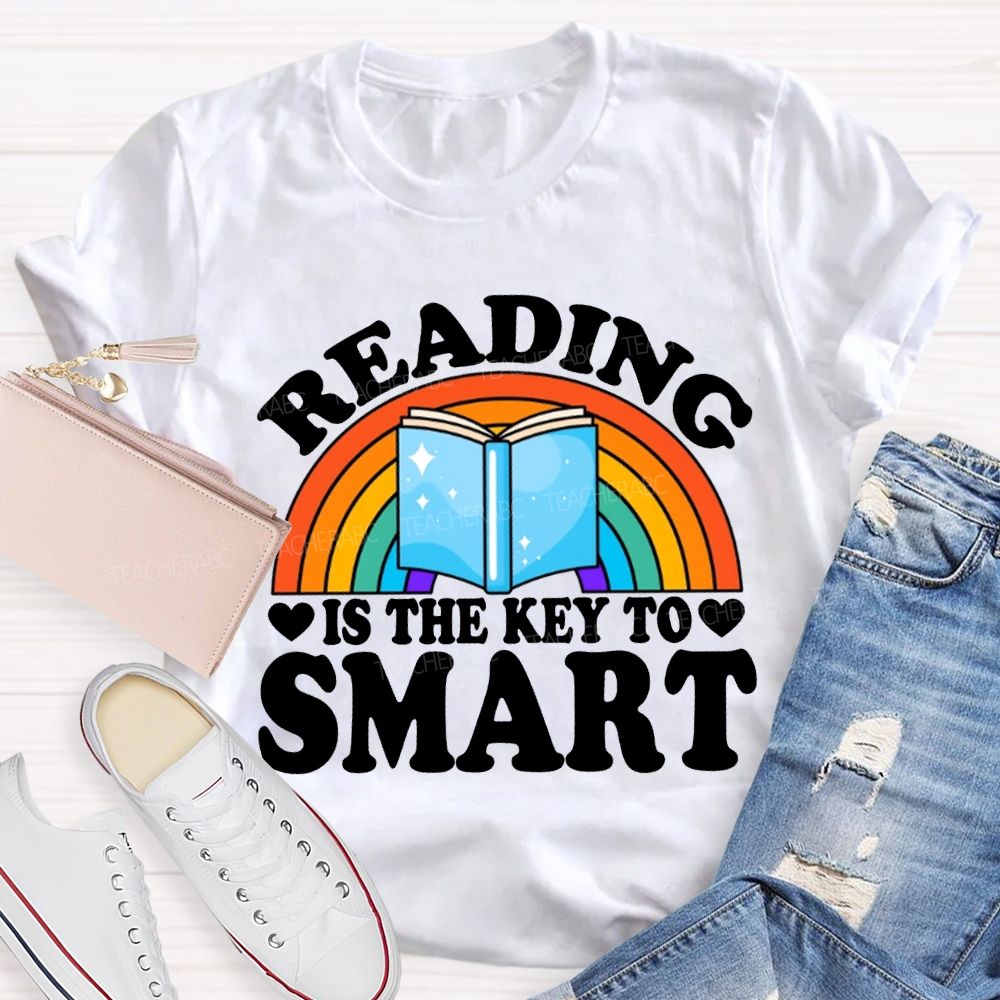 Reading Is The Key To Smart Rainbows And Books T-shirt