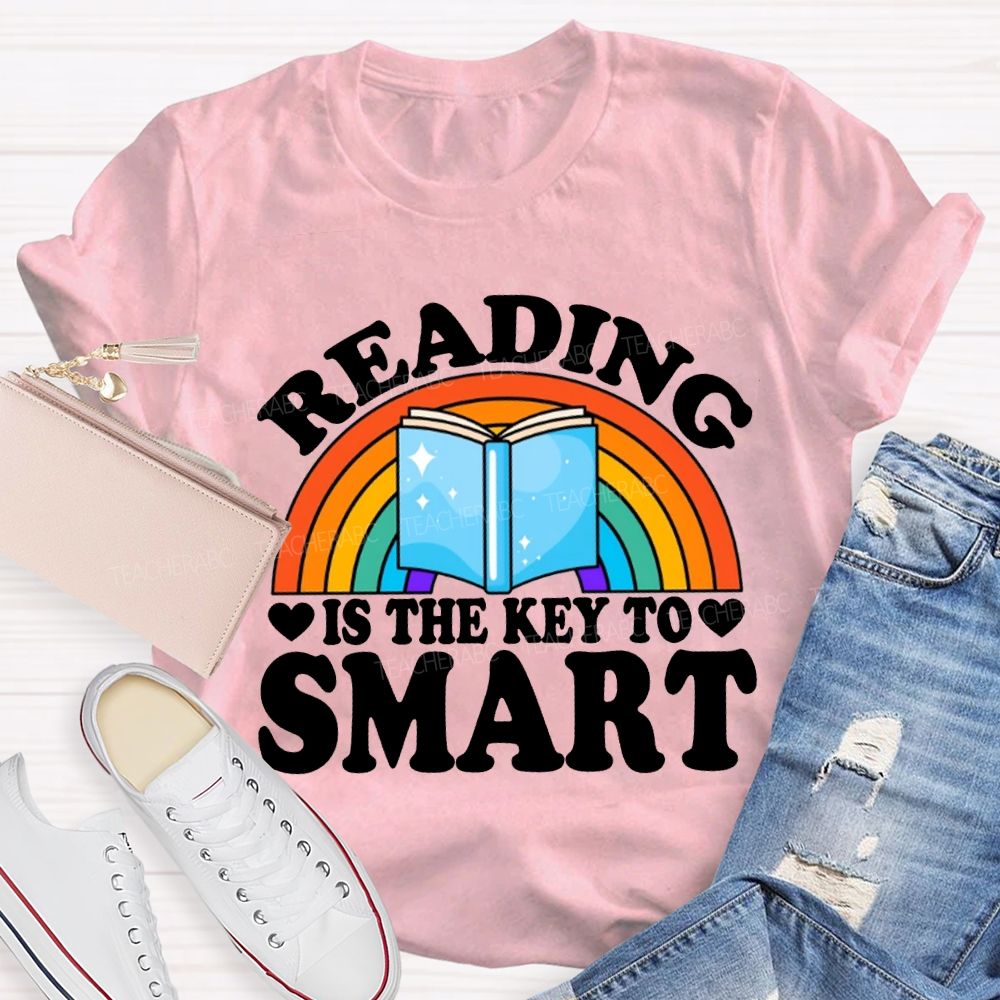 Reading Is The Key To Smart Rainbows And Books T-shirt
